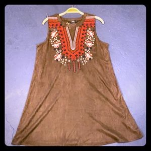 Brown suede dress